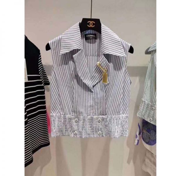 Chanel Women Blouse Cotton & Silk Voile White & Black (4)