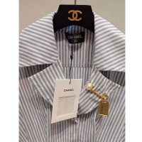 Chanel Women Blouse Cotton & Silk Voile White & Black