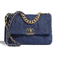 Chanel Women Chanel 19 Flap Bag Denim Blue Fabricsenim Blue Fabrics (1)