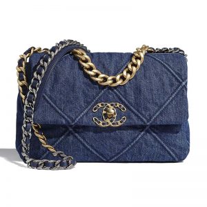 Chanel Women Chanel 19 Flap Bag Denim Blue Fabrics
