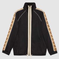 Gucci GG Men Oversize Technical Jersey Jacket Interlocking G-Black