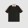 Gucci GG Men Polo with Interlocking G Stripe Black Cotton