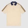 Gucci GG Men Polo with Interlocking G Stripe White Cotton