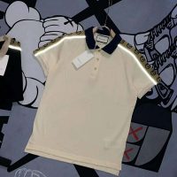 Gucci GG Men Polo with Interlocking G Stripe White Cotton