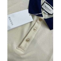 Gucci GG Men Polo with Interlocking G Stripe White Cotton