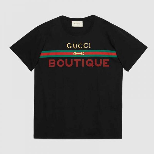 Gucci GG Men’s Gucci Boutique Print Oversize T-Shirt-Black