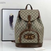 Gucci GG Unisex Gucci 1955 Horsebit Backpack BeigeEbony Supreme Canvas