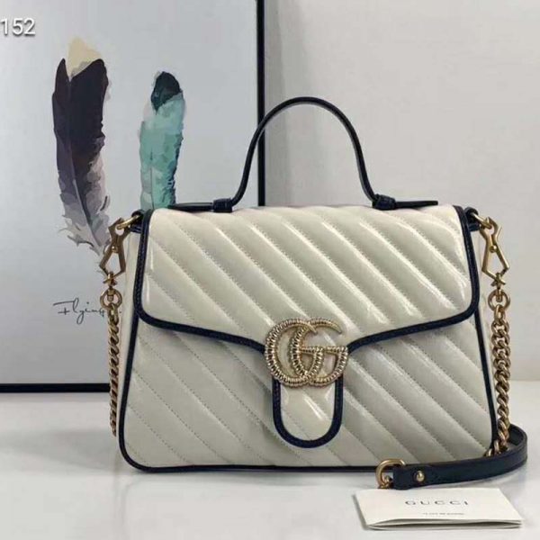 Gucci GG Women GG Marmont Mini Top Handle Bag-White (3)