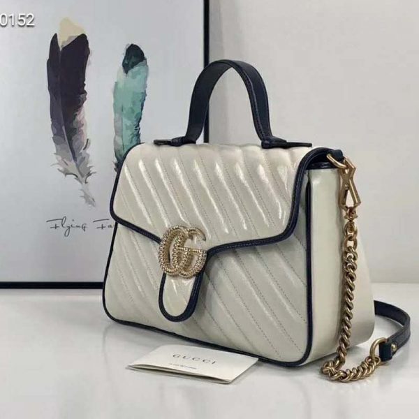 Gucci GG Women GG Marmont Mini Top Handle Bag-White (4)
