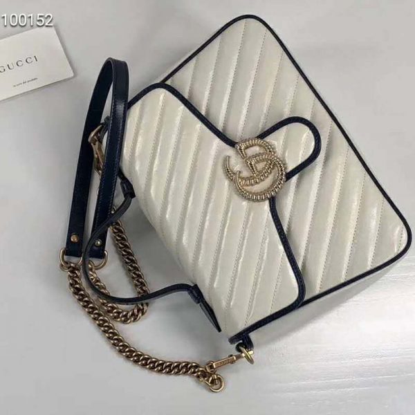Gucci GG Women GG Marmont Mini Top Handle Bag-White (6)