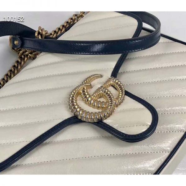 Gucci GG Women GG Marmont Mini Top Handle Bag-White (8)
