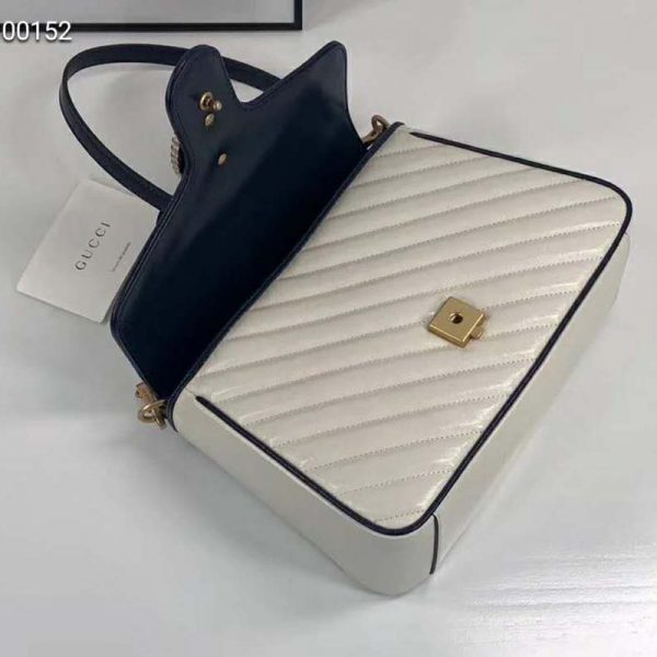 Gucci GG Women GG Marmont Mini Top Handle Bag-White (9)