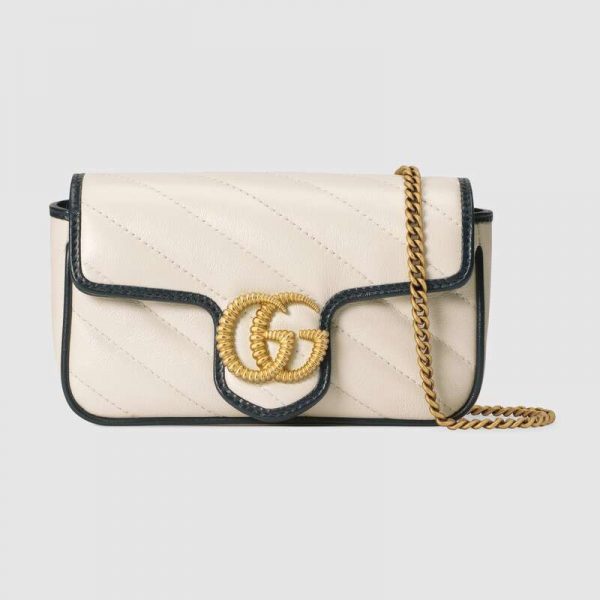Gucci GG Women GG Marmont Super Mini Bag White Diagonal Matelassé