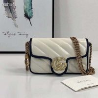 Gucci GG Women GG Marmont Super Mini Bag White Diagonal Matelassé