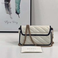 Gucci GG Women GG Marmont Super Mini Bag White Diagonal Matelassé