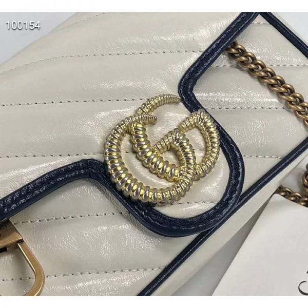 Gucci GG Women GG Marmont Super Mini Bag White Diagonal Matelassé (9)