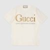 Gucci GG Women Gucci Glitter Print T-Shirt Cotton-White