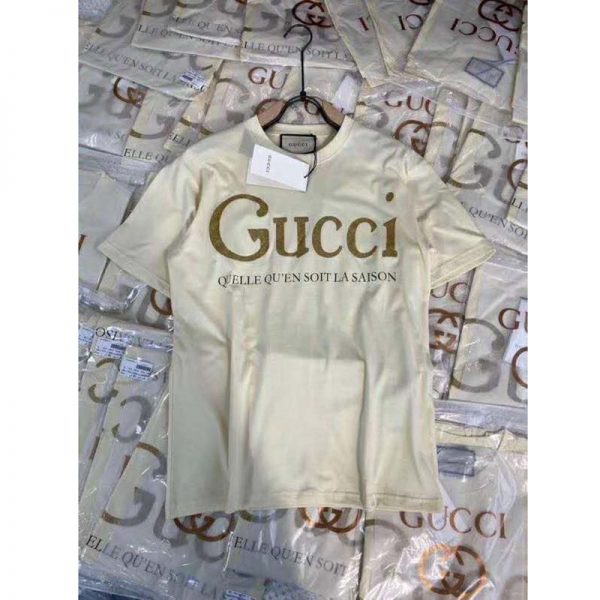 Gucci GG Women Gucci Glitter Print T-Shirt Cotton-White (3)