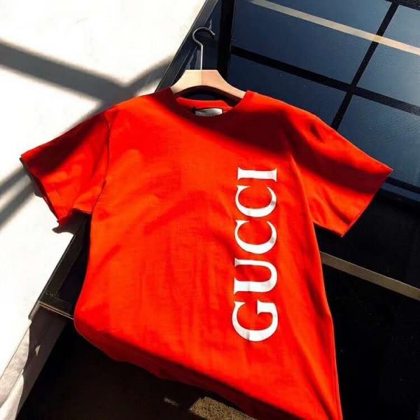 Gucci GG Women Gucci Print Oversize T-Shirt Red Cotton (4)