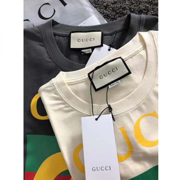 Gucci GG Women Oversize T-Shirt with Gucci Logo-White (6)