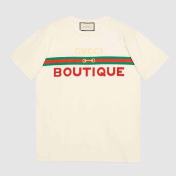 Gucci GG Women's Gucci Boutique Print T-Shirt-White