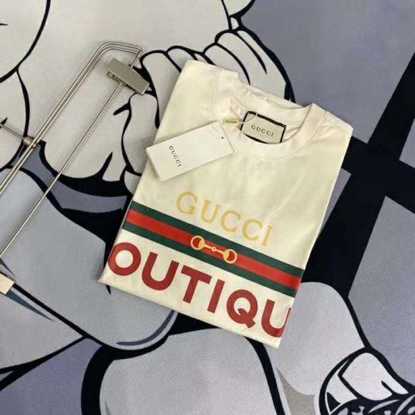 Gucci GG Women’s Gucci Boutique Print T-Shirt-White (4)