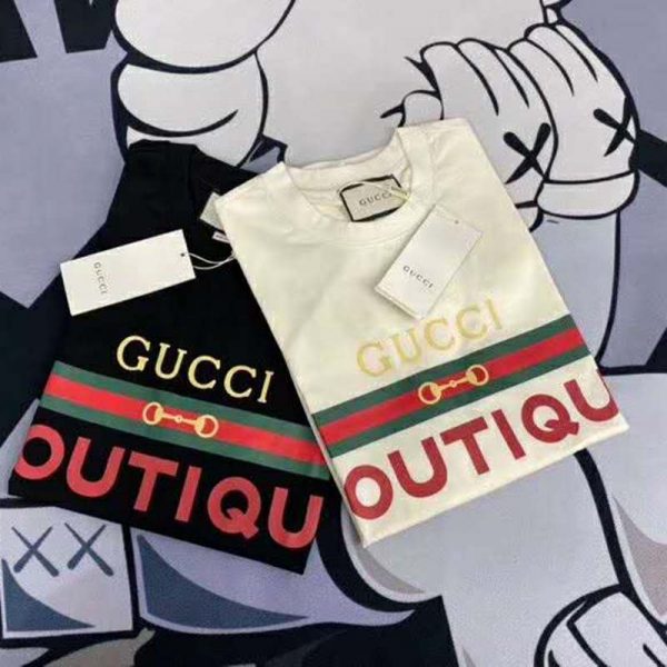 Gucci GG Women’s Gucci Boutique Print T-Shirt-White (7)
