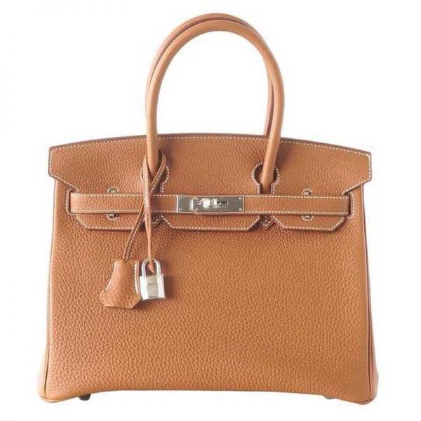 Hermes Birkin 25 Bag in Togo Leather with Gold Hardware-Brown