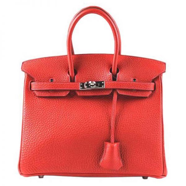 Hermes Birkin 25 Bag in Togo Leather with Gold Hardware-Red