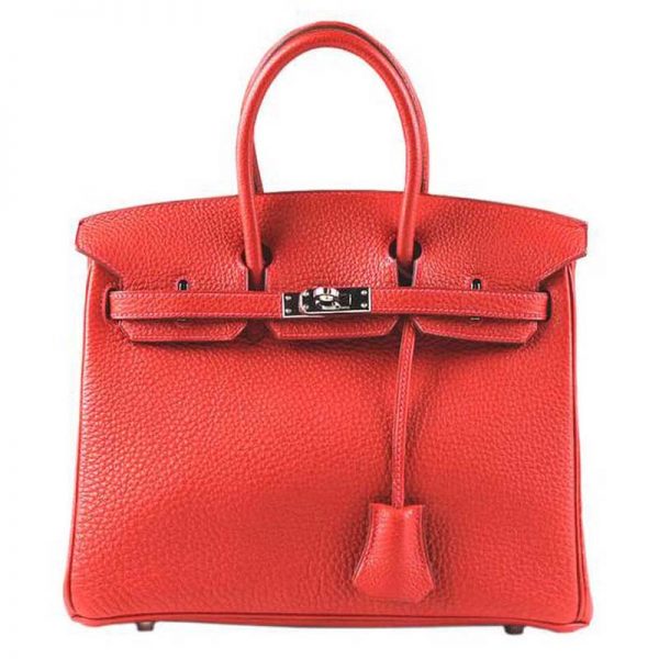 Hermes Birkin 25 Bag in Togo Leather with Gold Hardware-Red