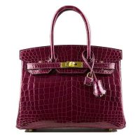 Hermes Birkin 30 Bag in Alligator Leather with Gold Hardware-Rose