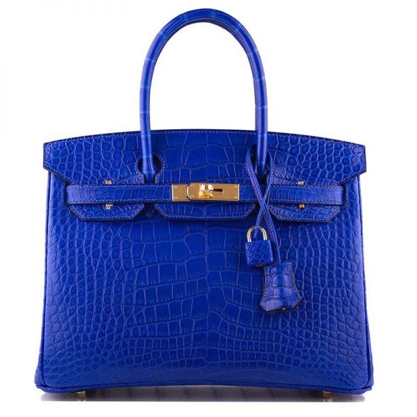 Hermes Birkin 30 Bag in Alligator Leather with Gold Hardware-Navy