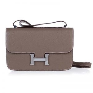 Hermes Constance Elan Leather Shoulder Bag in Epsom Leather-Grey