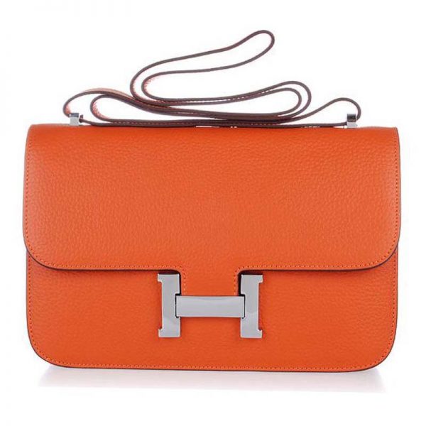 Hermes Constance Elan Leather Shoulder Bag in Epsom Leather-Orange