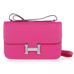 Hermes Constance Elan Leather Shoulder Bag in Epsom Leather-Rose