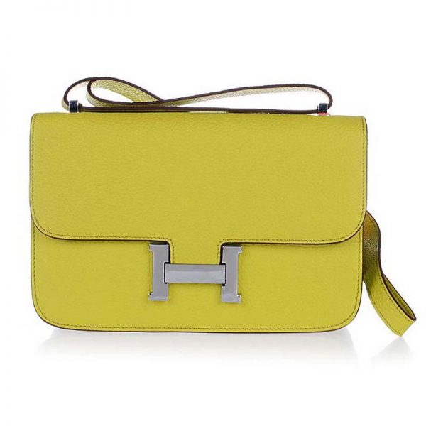 Hermes Constance Elan Leather Shoulder Bag in Epsom Leather-Yellow