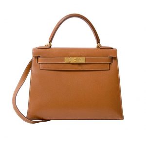 Hermes Kelly Sellier 32 Bag in Togo Leather-Brown