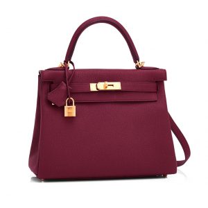 Hermes Kelly Sellier 32 Bag in Togo Leather-Purple
