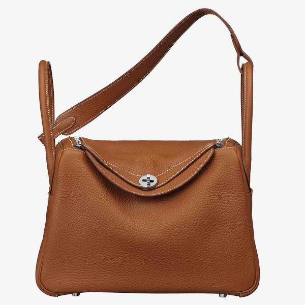 Hermes Lindy 30 Medium Taurillon Clemence Leather Bag-Brown