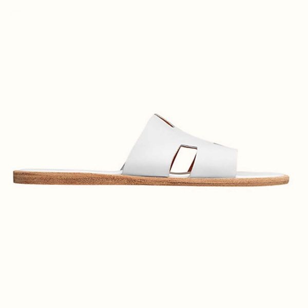 Hermes Men Izmir Sandal in Calfskin with Iconic “H”-White