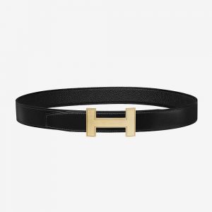 Hermes Men Quizz Belt Buckle & Reversible Leather Strap 32 mm-Gold