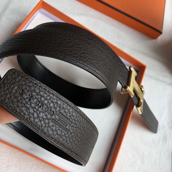Hermes Men Quizz Belt Buckle & Reversible Leather Strap 32 mm-Gold (4)