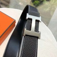 Hermes Men Quizz Belt Buckle & Reversible Leather Strap 32 mm-Silver