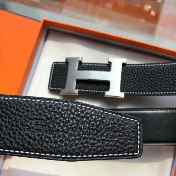 Hermes Men Quizz Belt Buckle & Reversible Leather Strap 32 mm-Silver (4)