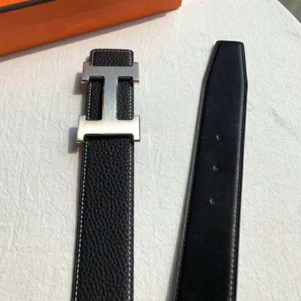 Hermes Men Quizz Belt Buckle & Reversible Leather Strap 32 mm-Silver (8)