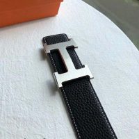 Hermes Men Quizz Belt Buckle & Reversible Leather Strap 32 mm-Silver