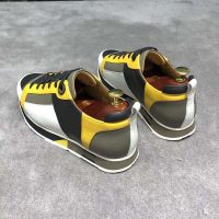 Hermes Men Rebus Sneaker Shoes Black Yellow and Khaki Insert