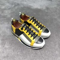 Hermes Men Rebus Sneaker Shoes Black Yellow and Khaki Insert