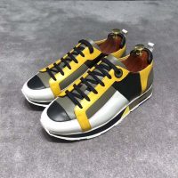 Hermes Men Rebus Sneaker Shoes Black Yellow and Khaki Insert