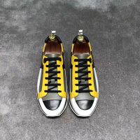 Hermes Men Rebus Sneaker Shoes Black Yellow and Khaki Insert